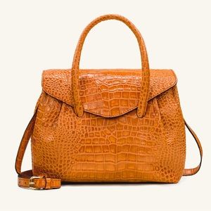 Patricia Nash Orange Croc-Embossed Satchel